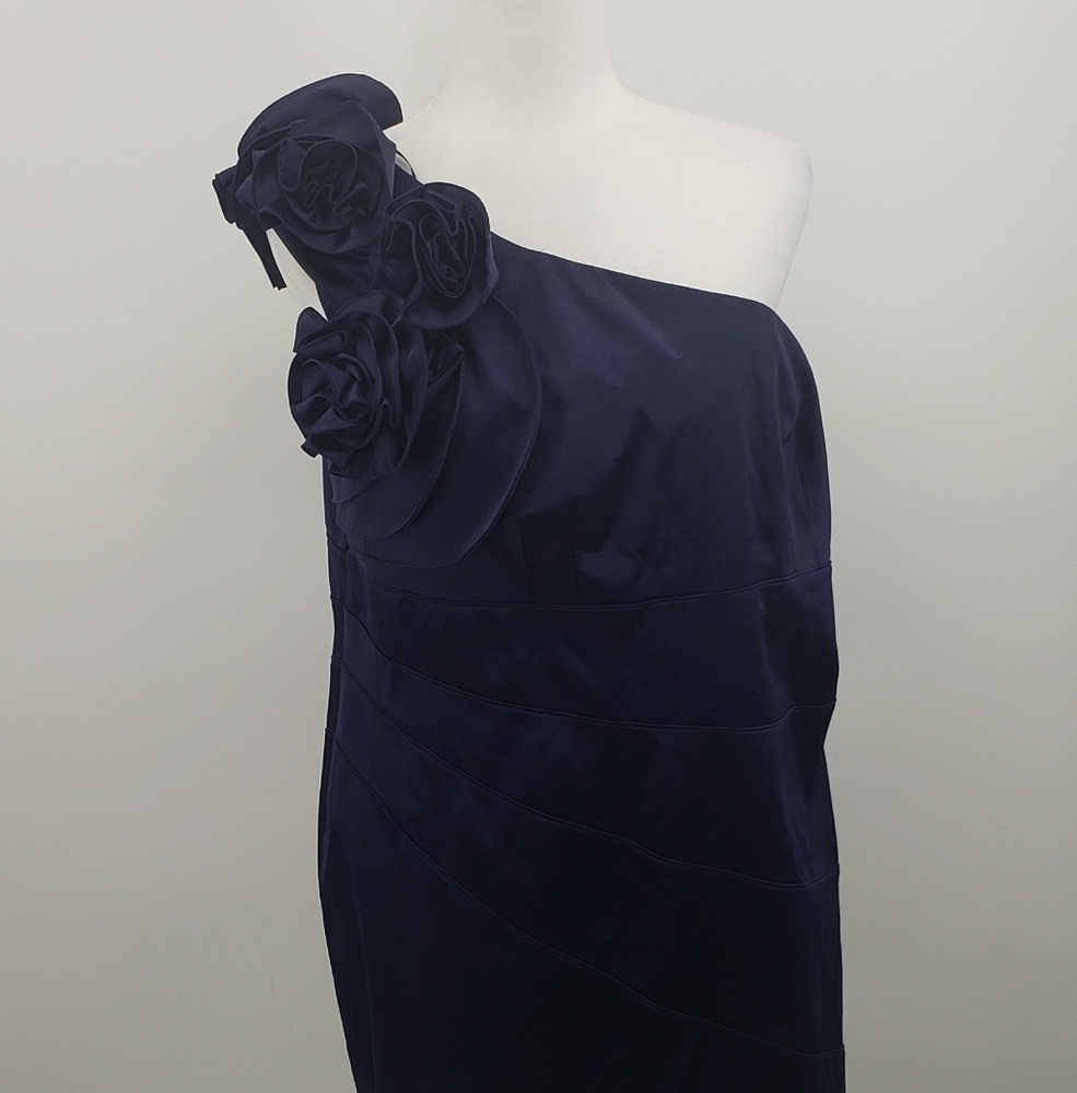 Jessica simpson one shoulder rosette navy dress